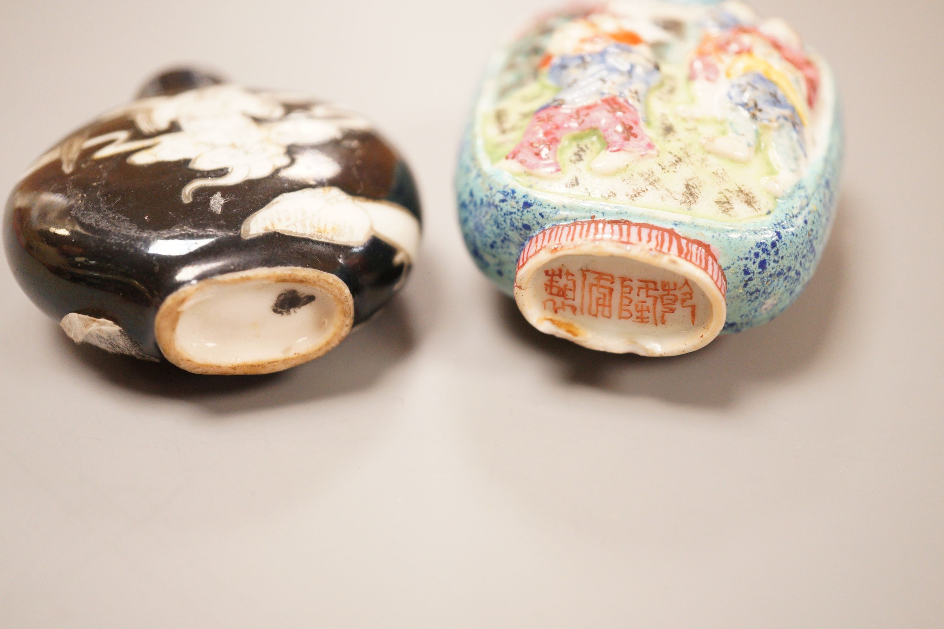 Two 19th century Chinese porcelain snuff bottles